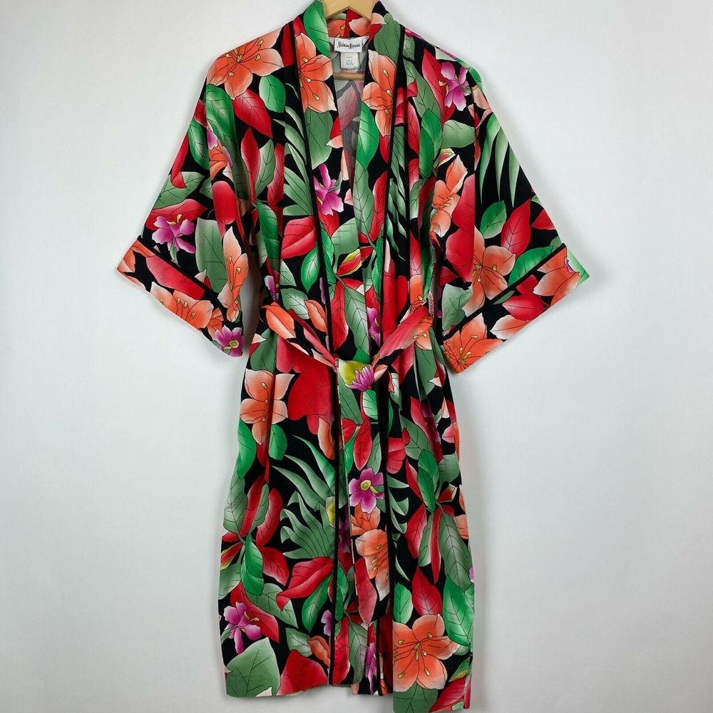 Vintage Neiman Marcus Kimono Robe‎ M L Diamond Tea T Petite Canada Union Label